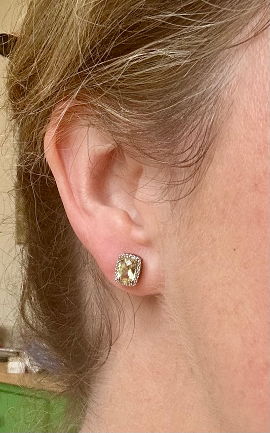 Green prasiolite and diamond earrings