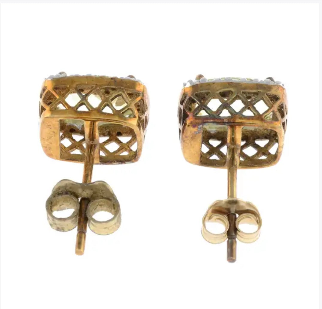 Green prasiolite and diamond earrings