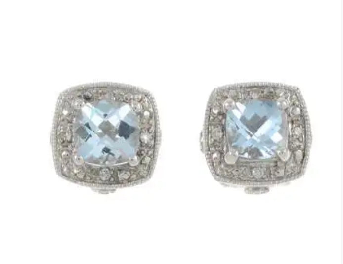 Aquamarine and diamond earrings