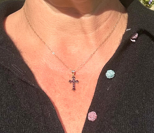 Garnet cross pendant