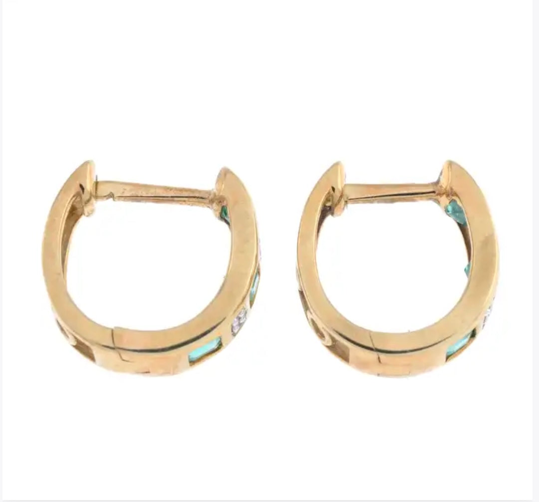 Emerald & diamond hoop earrings