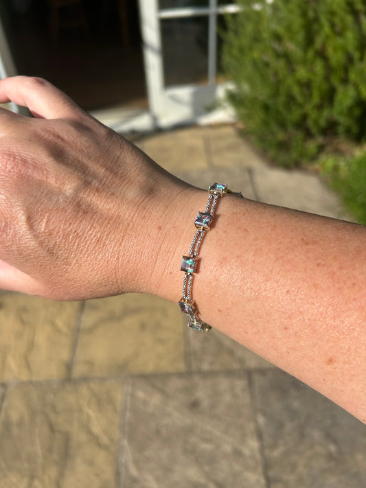 Mystic topaz & diamond bracelet set in 9ct white gold