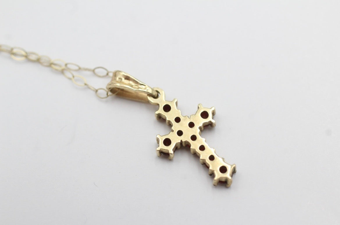 Garnet cross pendant