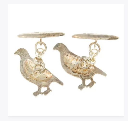 Silver partridge cufflinks