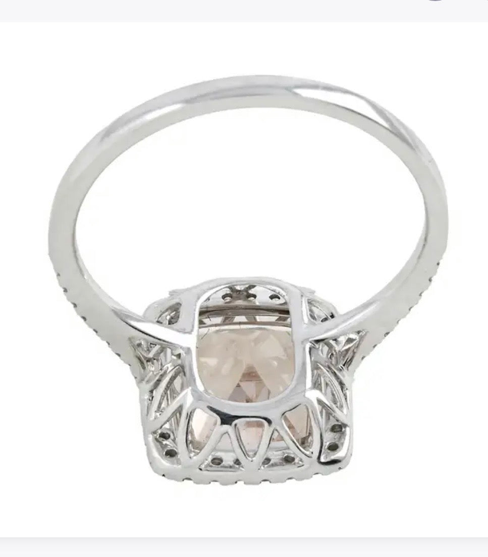 Diamond and morganite solitaire ring