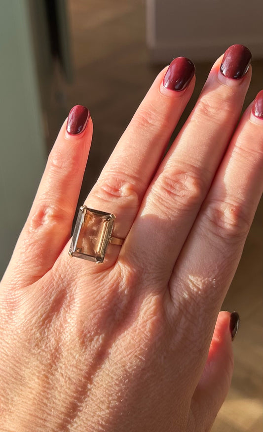Smoky quartz cocktail ring
