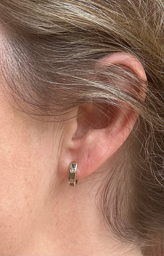 Emerald & diamond hoop earrings