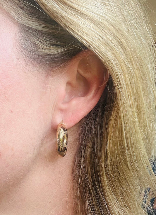 Textured gold hoop earrings