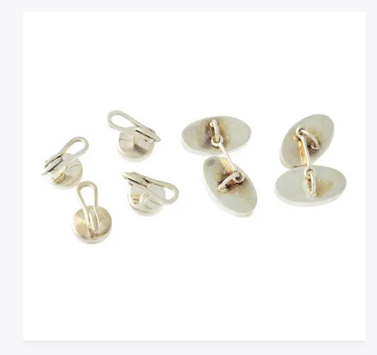 Silver Mother of Pearl cufflinks & dress studs