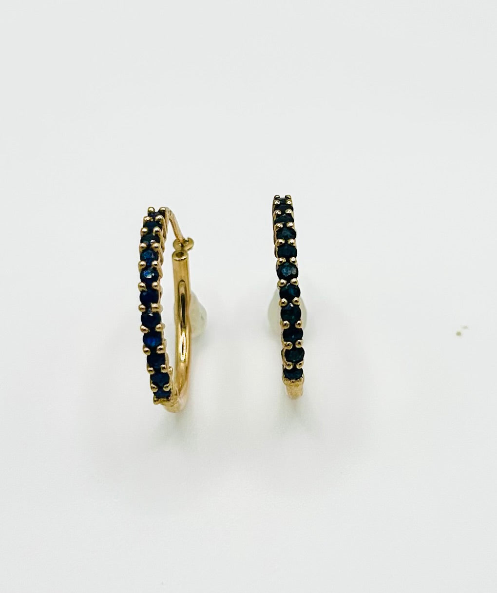 Sapphire & gold hoop earrings
