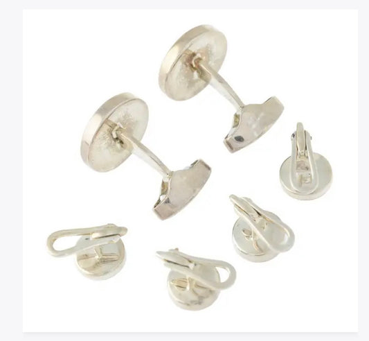 Silver onyx cufflinks & dress studs