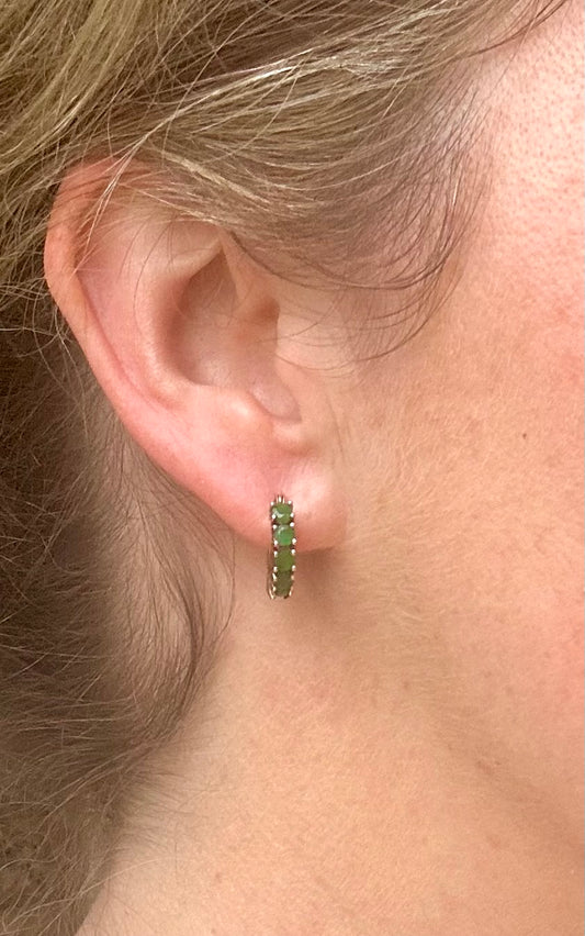 9ct gold emerald hoop earrings