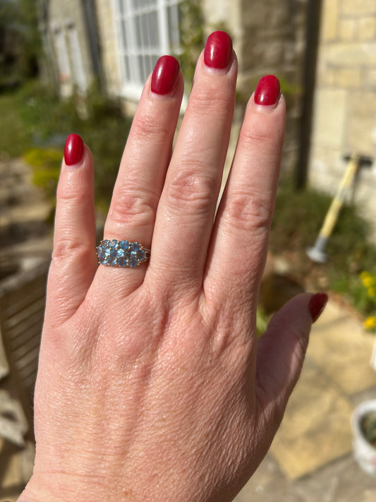 9ct gold blue topaz cocktail ring