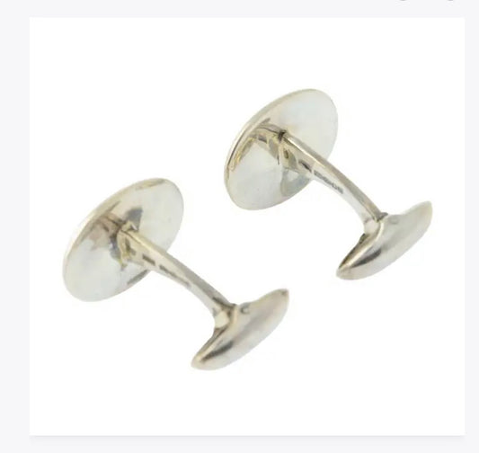 Navy blue & cream enamel cufflinks