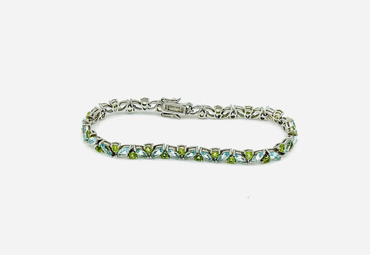 Slim peridot & blue topaz bracelet