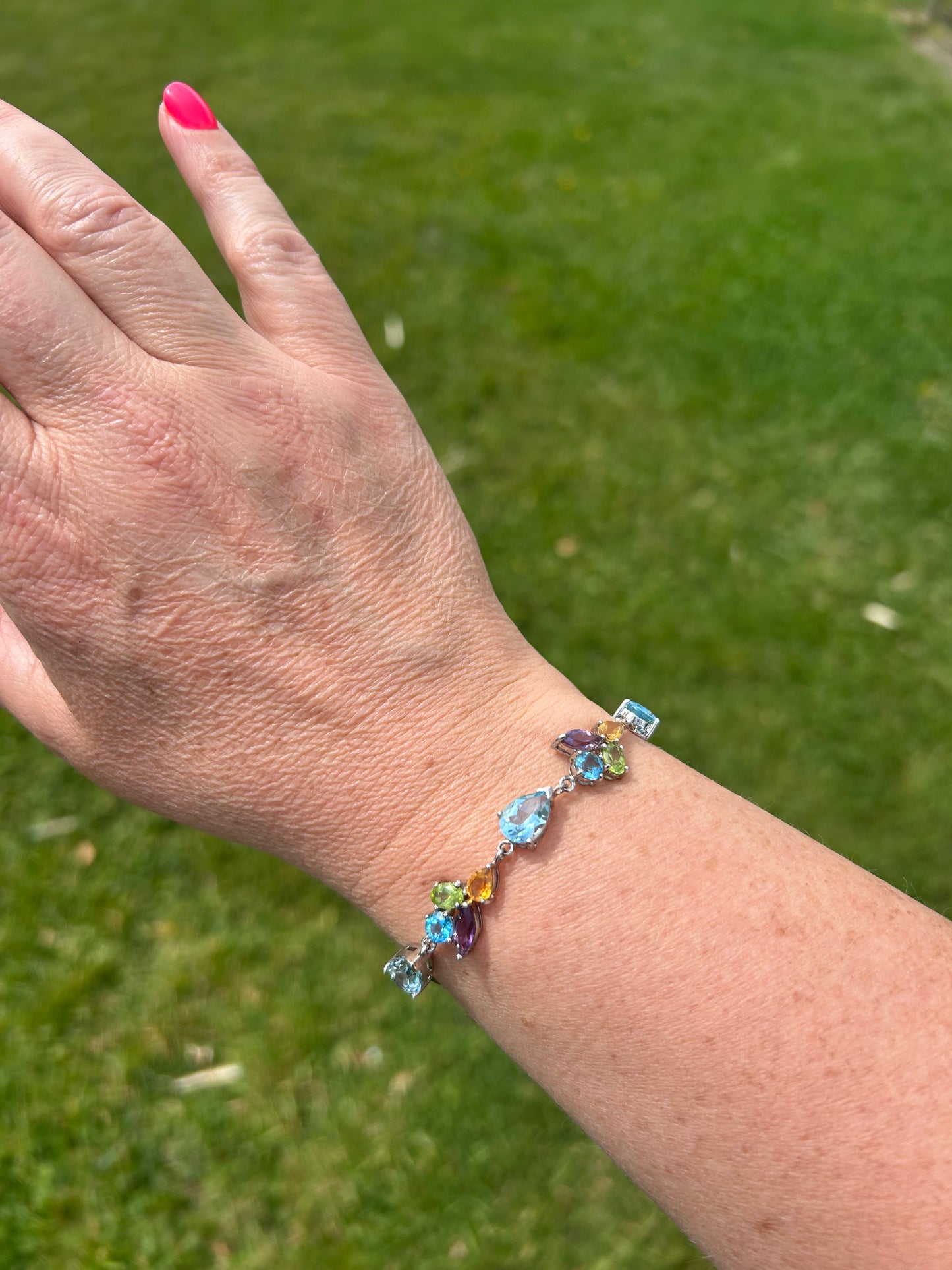 Topaz, citrine, peridot & amethyst bracelet