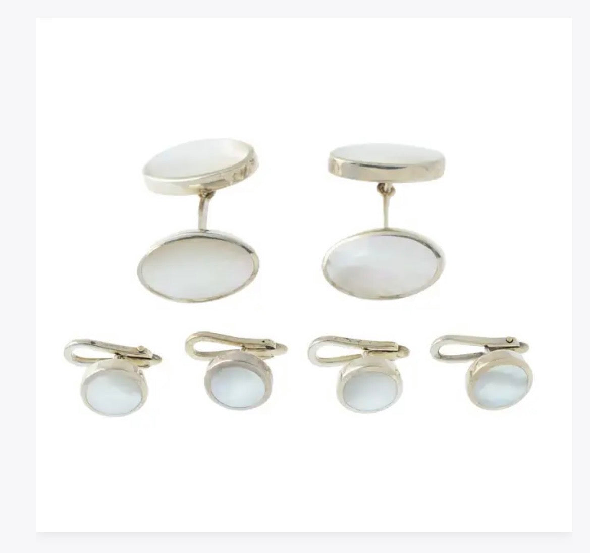 Silver Mother of Pearl cufflinks & dress studs