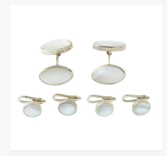 Silver Mother of Pearl cufflinks & dress studs