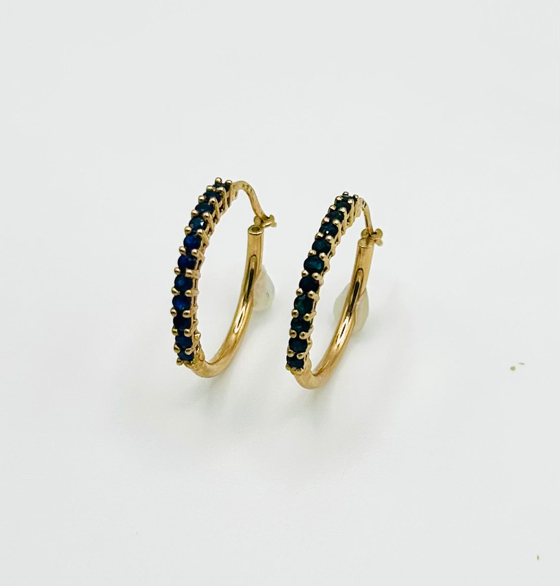 Sapphire & gold hoop earrings