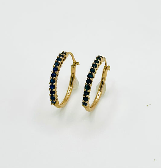 Sapphire & gold hoop earrings