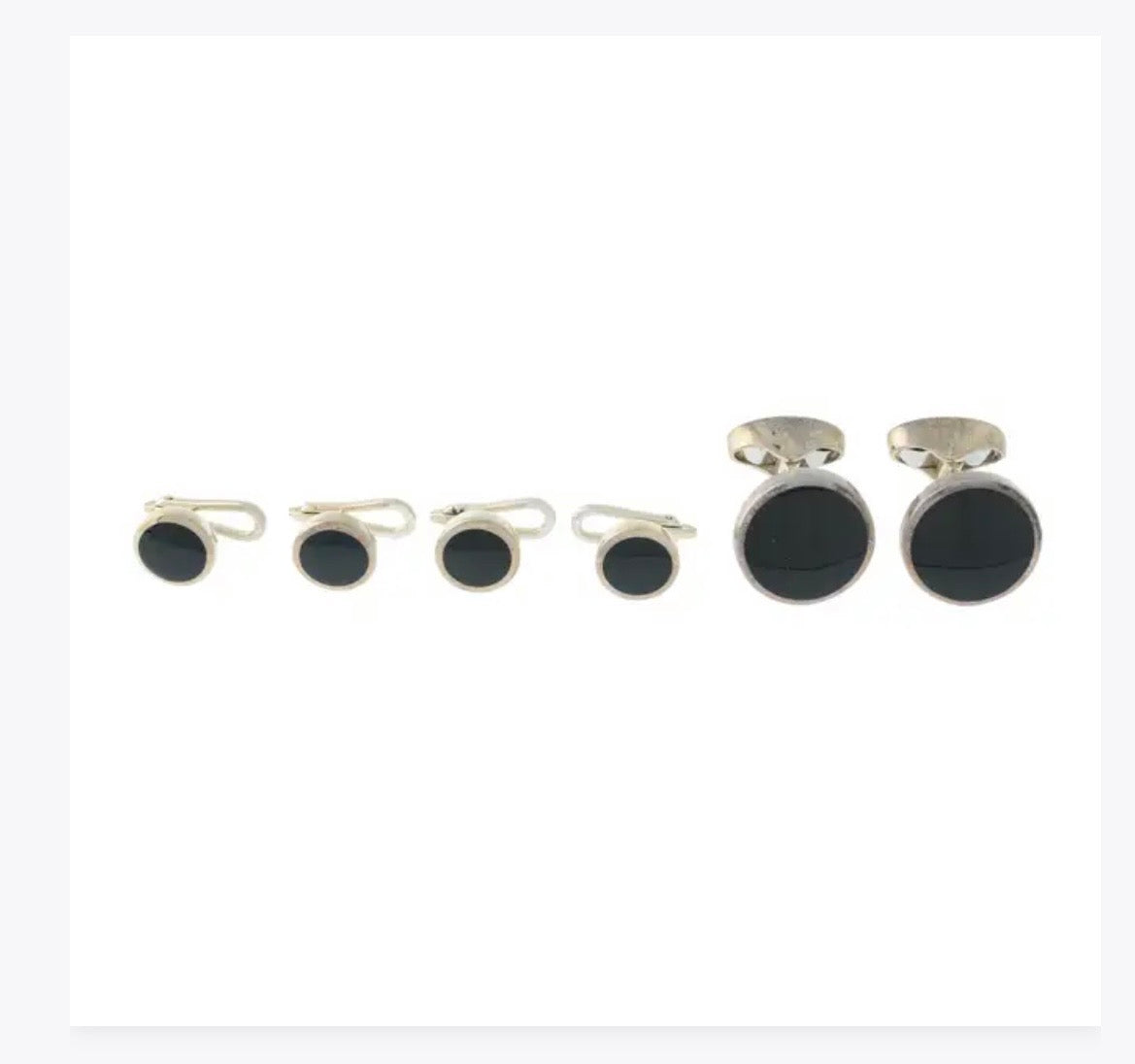 Silver onyx cufflinks & dress studs