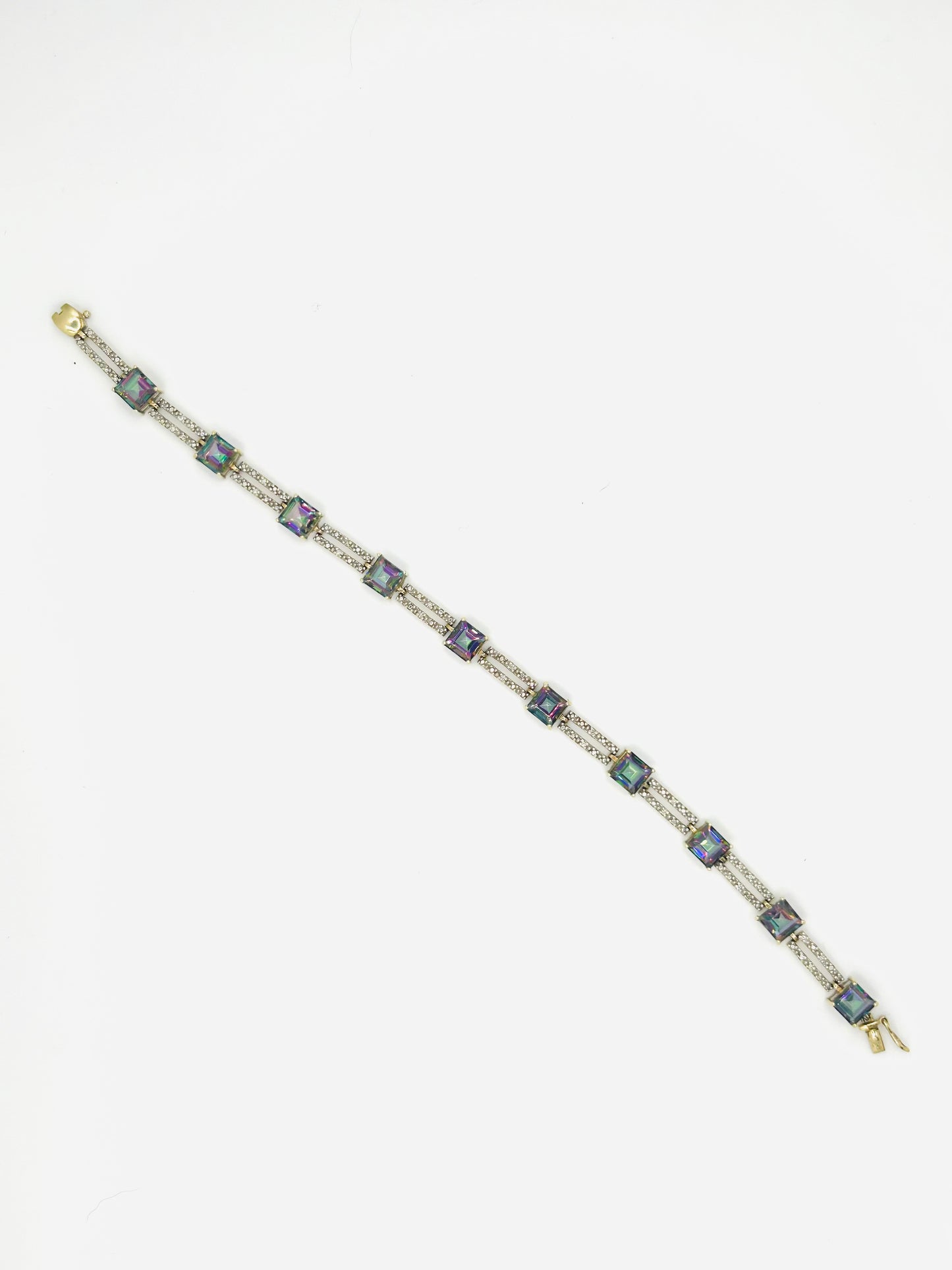 Mystic topaz & diamond bracelet set in 9ct white gold