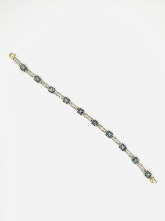 Mystic topaz & diamond bracelet set in 9ct white gold