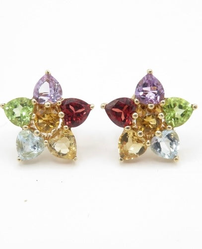 Garnet, peridot, citrine, amethyst & topaz studs