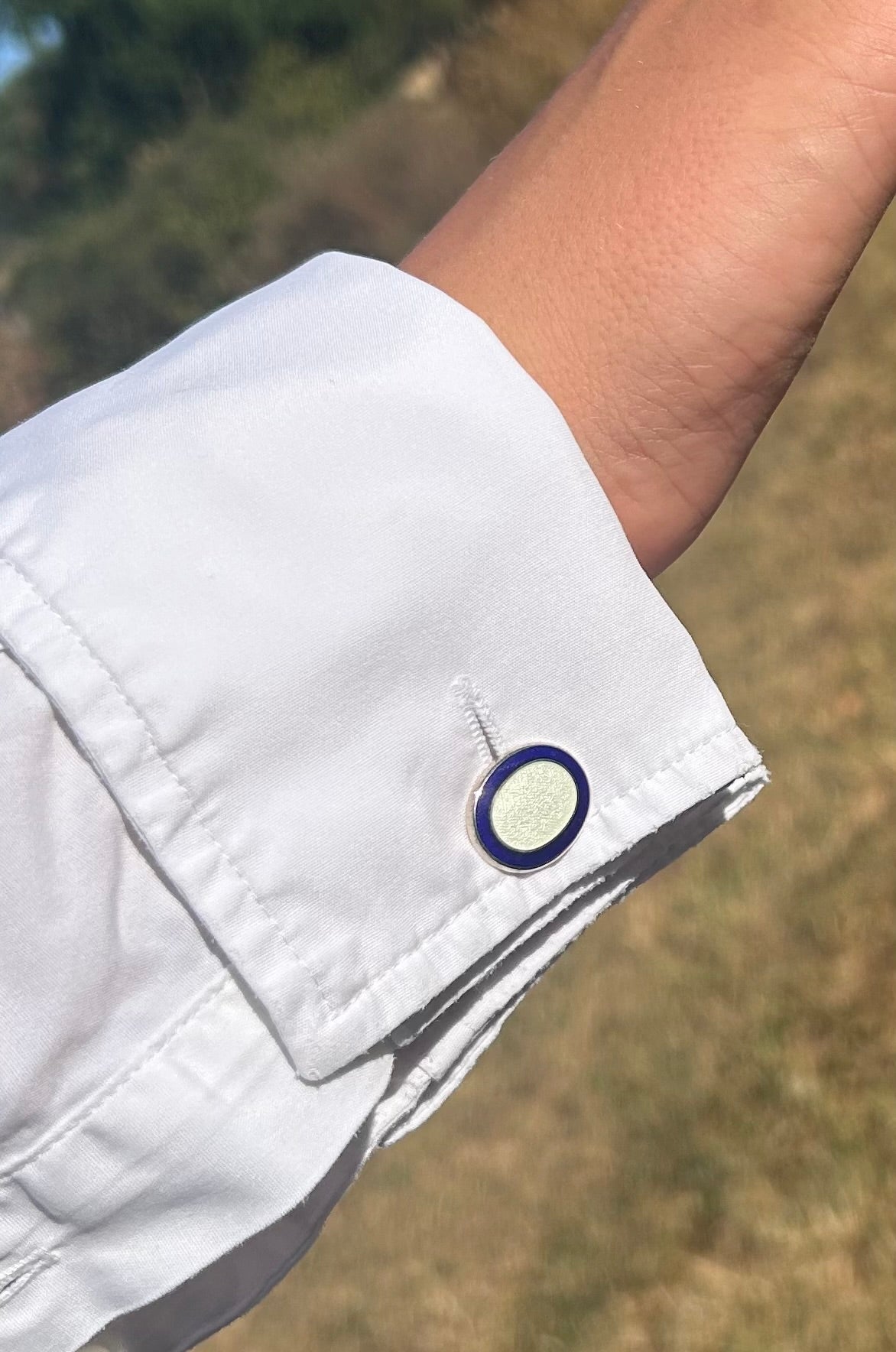 Silver enamel cufflinks