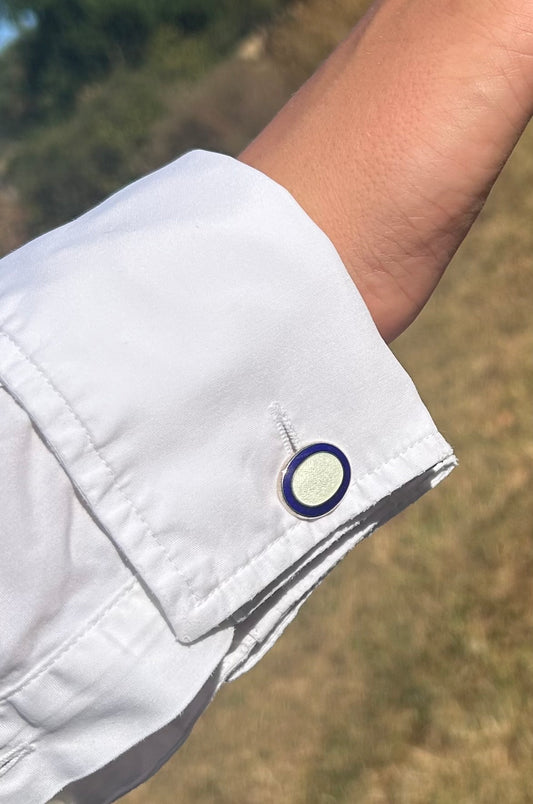 Silver enamel cufflinks