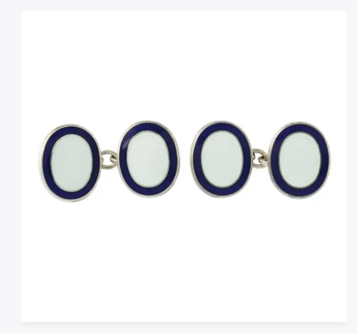 Silver enamel cufflinks