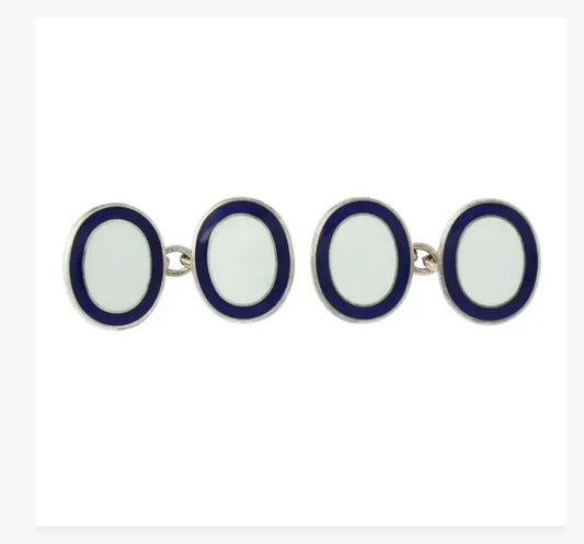 Silver enamel cufflinks