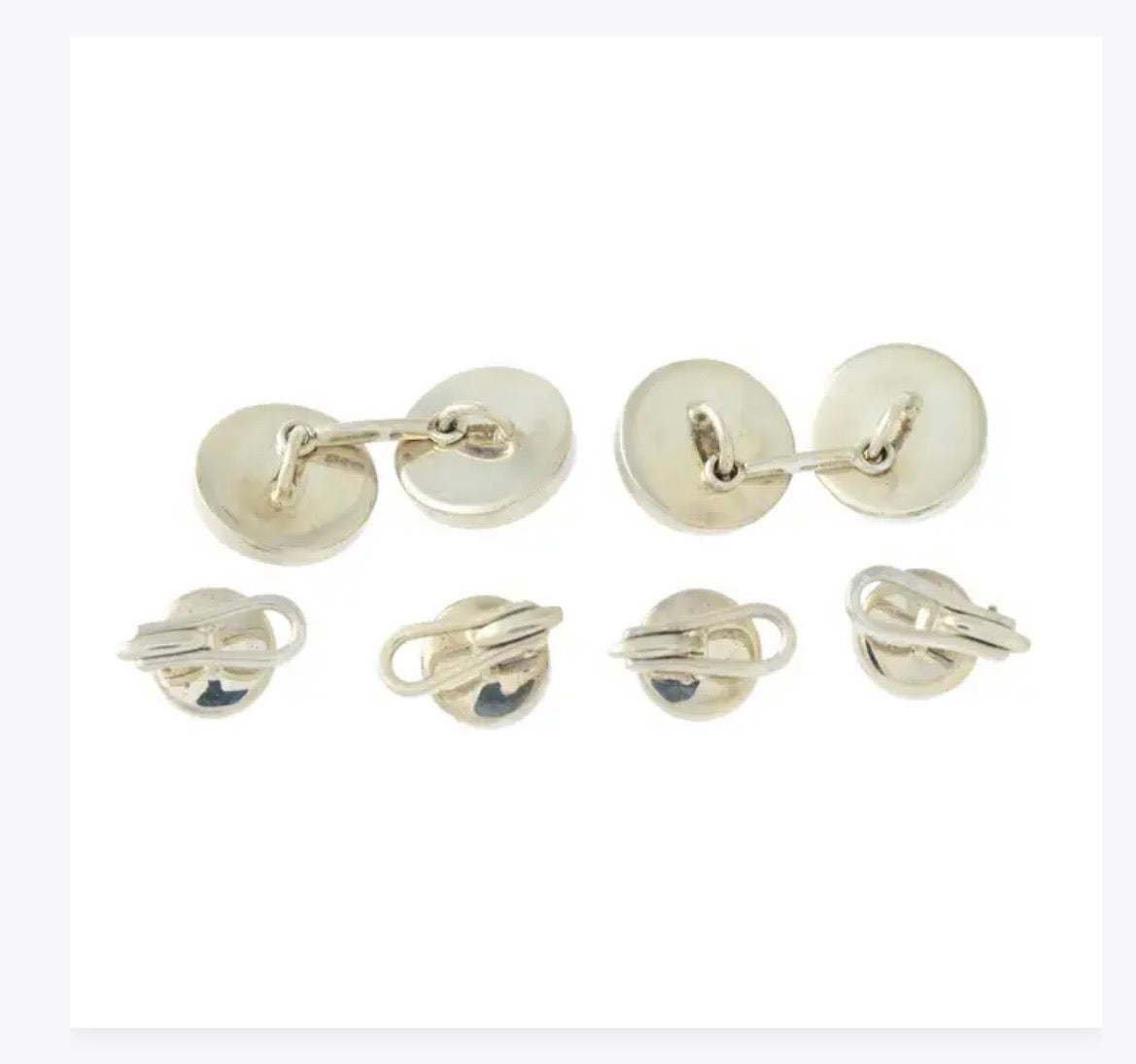 Diamond, mother-of-pearl & onyx cufflinks with matching dress studs