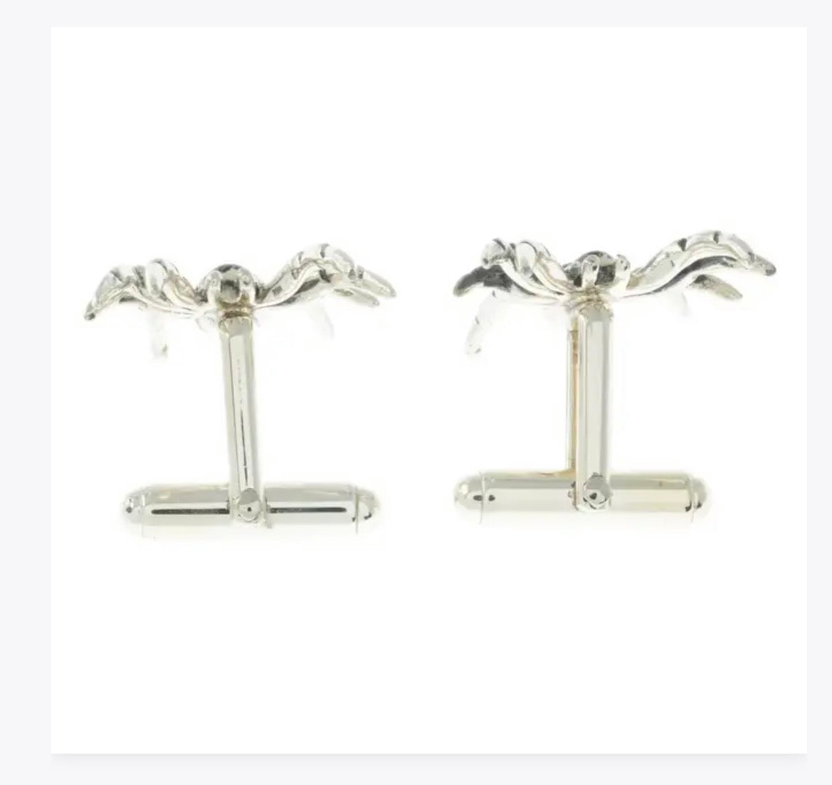 Silver enamel spider cufflinks