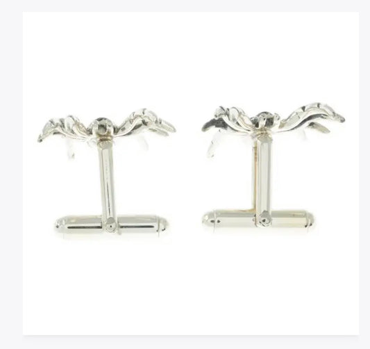 Silver enamel spider cufflinks