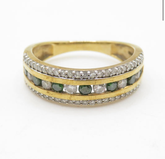 Emerald and diamond ring