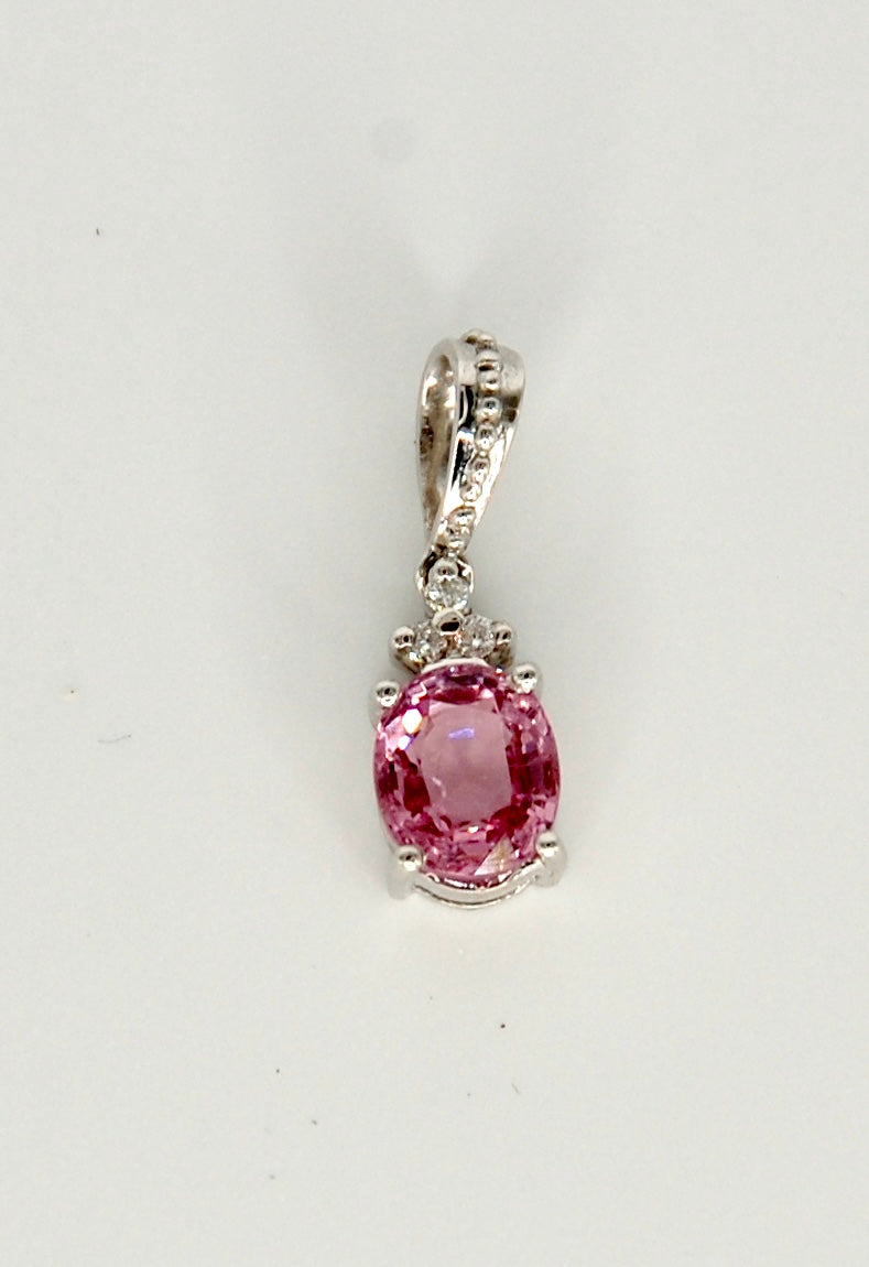 Pink sapphire & diamond pendant