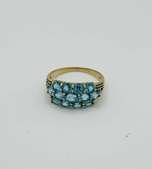 9ct gold blue topaz cocktail ring