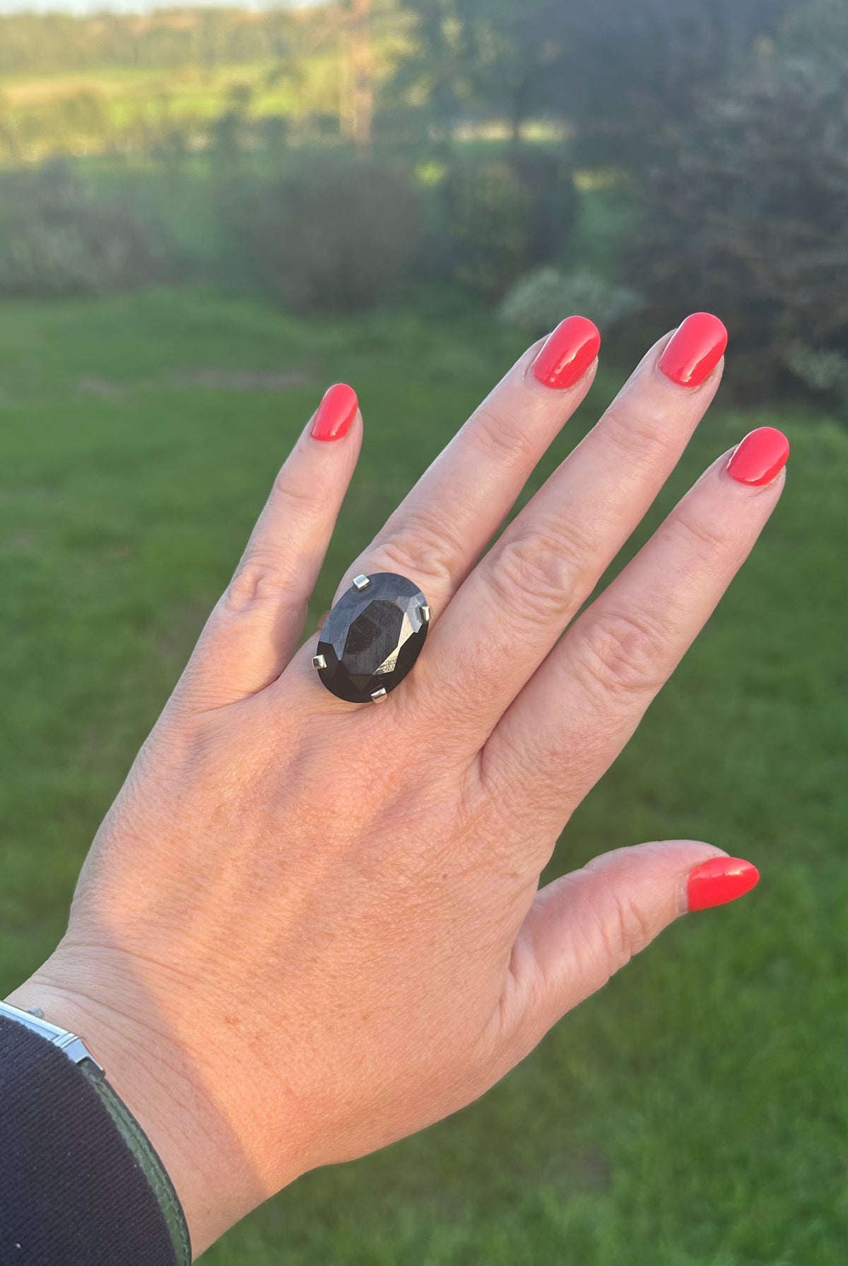 Black onyx cocktail ring