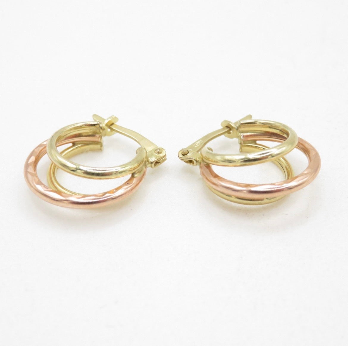 Triple hoop gold earrings