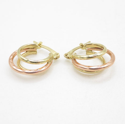 Triple hoop gold earrings
