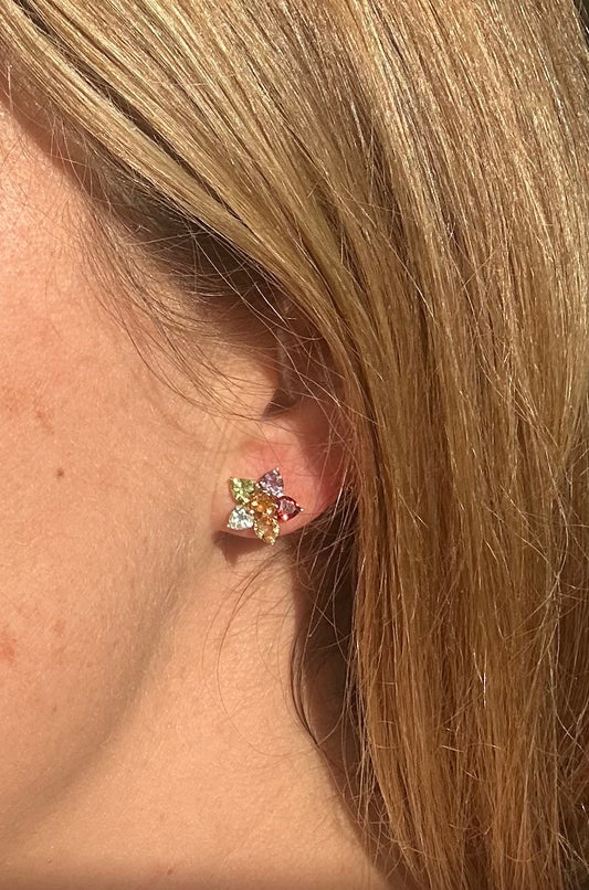 Garnet, peridot, citrine, amethyst & topaz studs