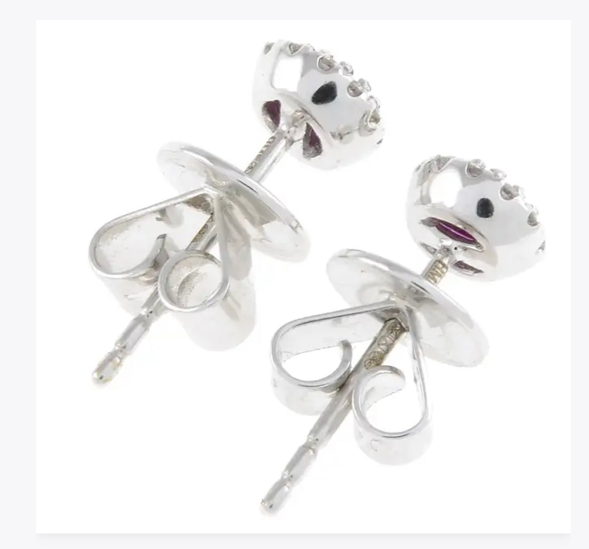 Ruby and diamond stud earrings set in 18ct white gold