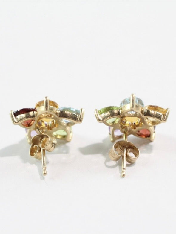 Garnet, peridot, citrine, amethyst & topaz studs