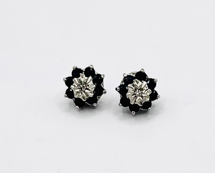 Sapphire & diamond stud earrings