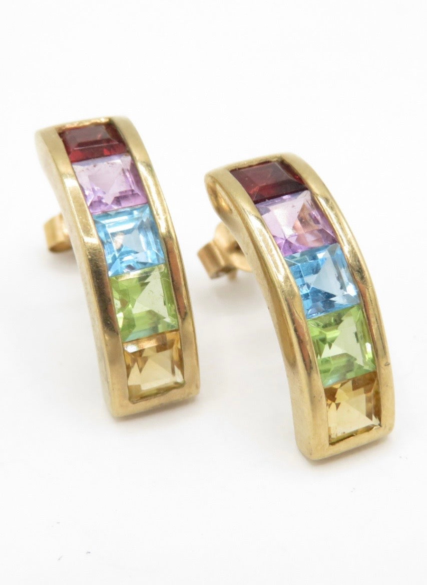 Garnet, amethyst, topaz, peridot & citrine earrings