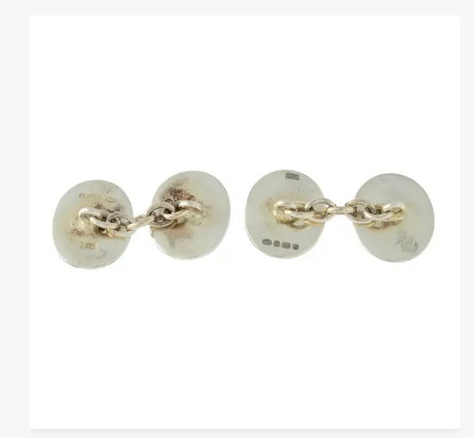 Silver enamel cufflinks