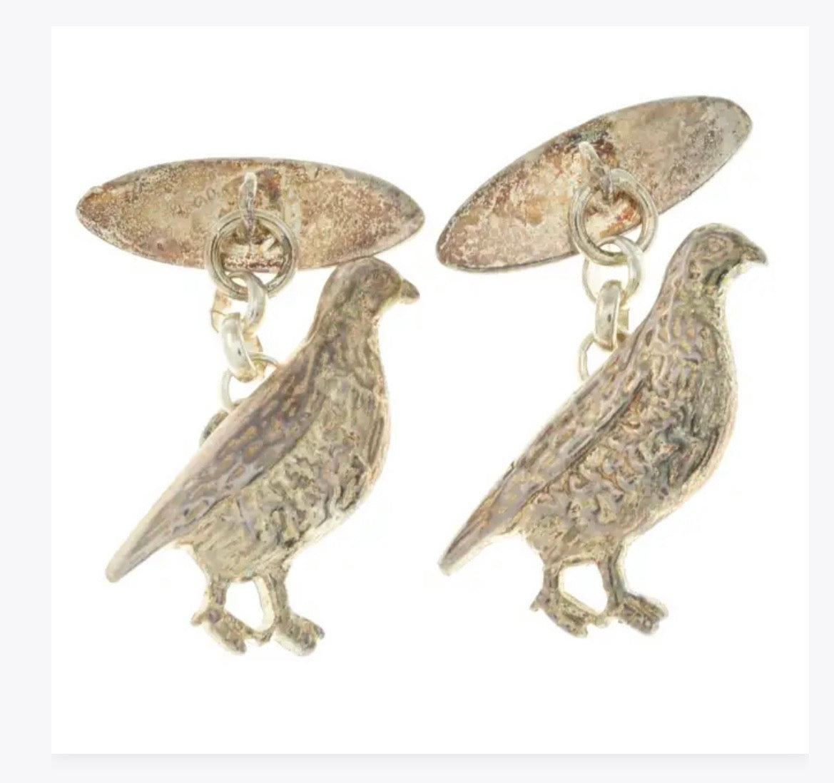 Silver partridge cufflinks