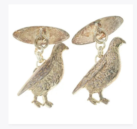 Silver partridge cufflinks