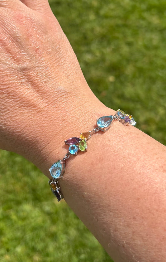 Topaz, citrine, peridot & amethyst bracelet